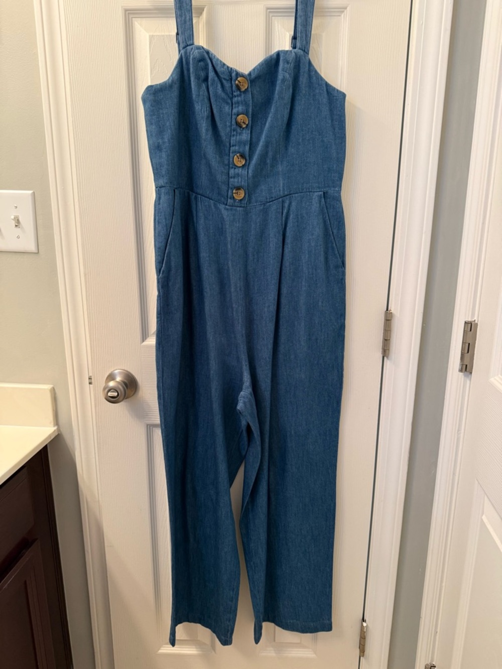Old Navy Blue Denim Jumpsuit with Button Front